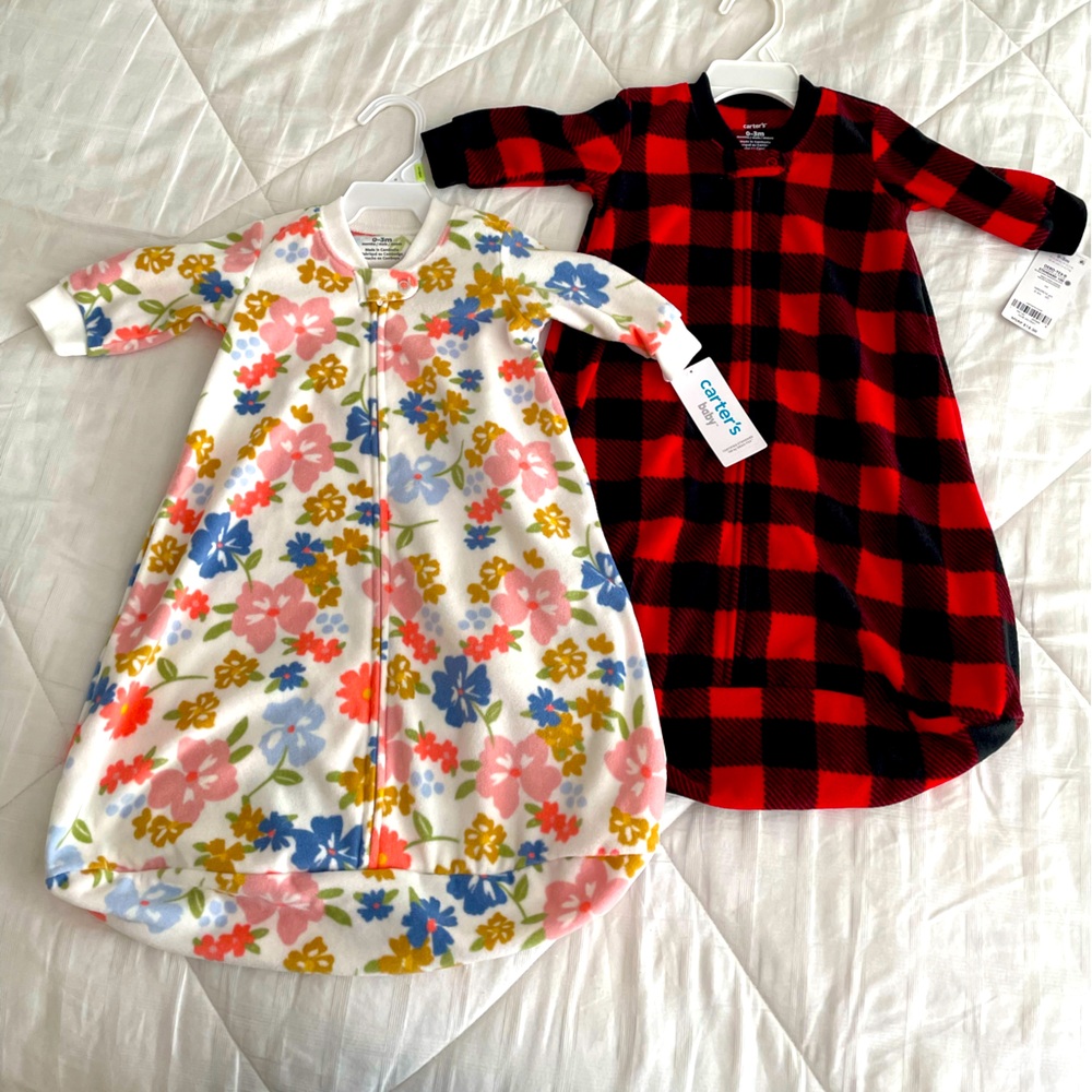 2 NEW 3 mo carters fleece sleep sacks
